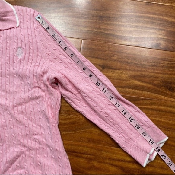 Vintage Ralph Lauren Women Light Pink Collared Cable Knit Soft Sweater XL Preppy - Picture 16 of 16